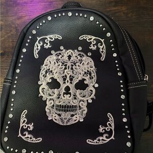 Montana West Sugar Skull Black and White Backpack